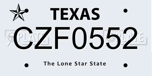 CZF0552 Texas License Plate
