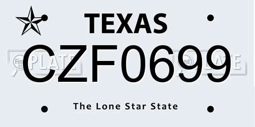 CZF0699 Texas License Plate