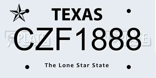CZF1888 Texas License Plate