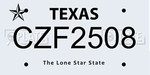 CZF2508 Texas License Plate