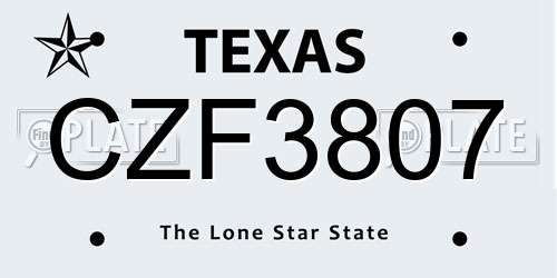 CZF3807 Texas License Plate