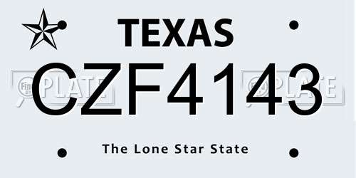 CZF4143 Texas License Plate