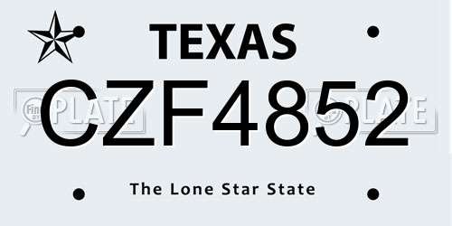 CZF4852 Texas License Plate
