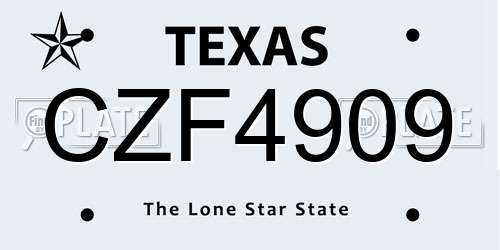 CZF4909 Texas License Plate