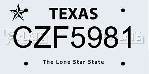 CZF5981 Texas License Plate