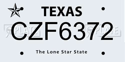 CZF6372 Texas License Plate