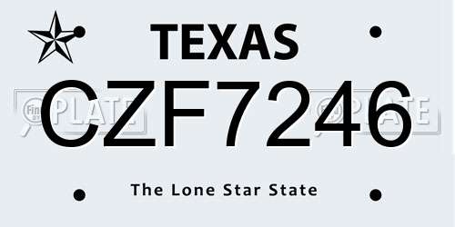 CZF7246 Texas License Plate