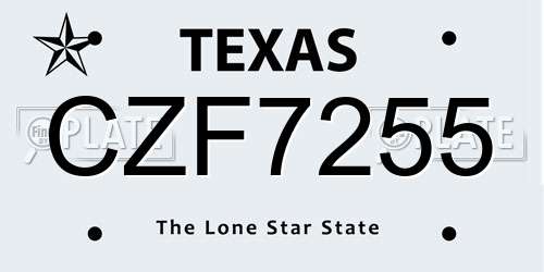 CZF7255 Texas License Plate