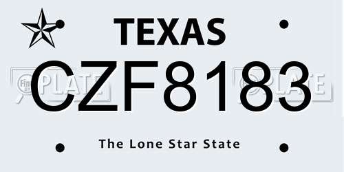 CZF8183 Texas License Plate