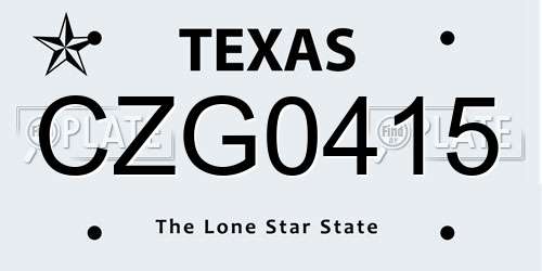 CZG0415 Texas License Plate