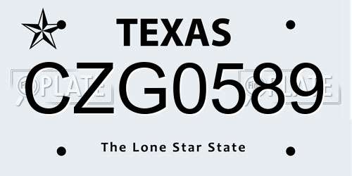 CZG0589 Texas License Plate