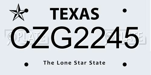 CZG2245 Texas License Plate