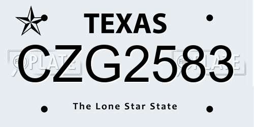 CZG2583 Texas License Plate