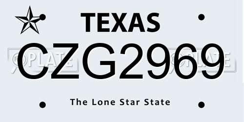 CZG2969 Texas License Plate