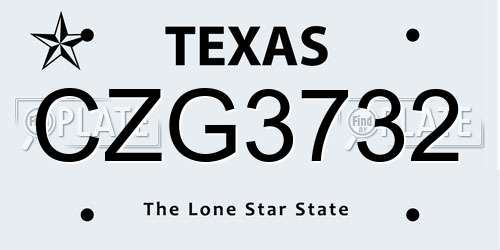 CZG3732 Texas License Plate