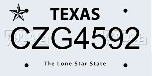 CZG4592 Texas License Plate