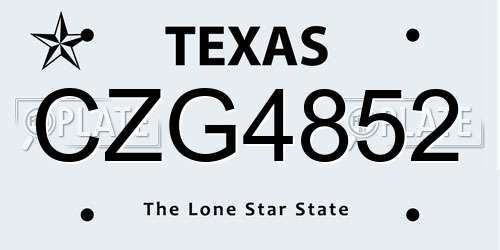 CZG4852 Texas License Plate