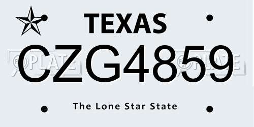 CZG4859 Texas License Plate