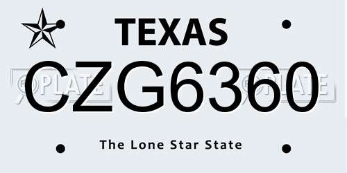 CZG6360 Texas License Plate