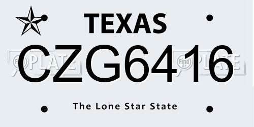 CZG6416 Texas License Plate