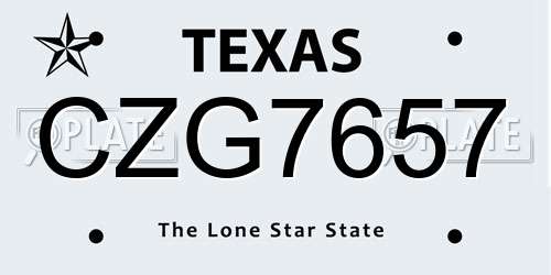 CZG7657 Texas License Plate