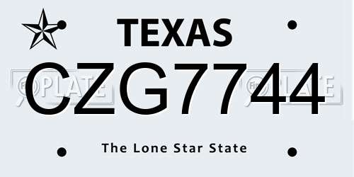 CZG7744 Texas License Plate