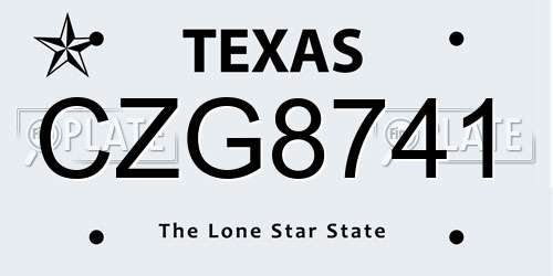 CZG8741 Texas License Plate