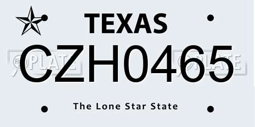 CZH0465 Texas License Plate