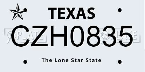CZH0835 Texas License Plate