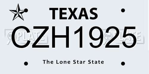 CZH1925 Texas License Plate
