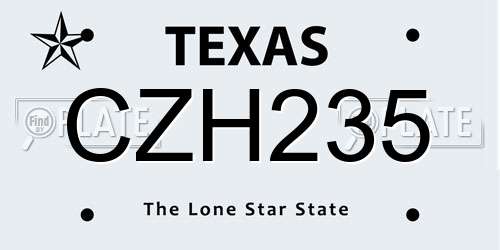 CZH235 Texas License Plate