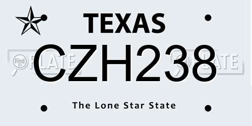 CZH238 Texas License Plate