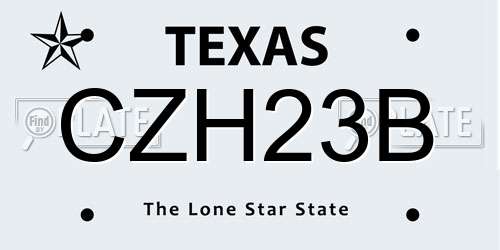 CZH23B Texas License Plate