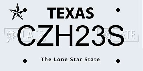 CZH23S Texas License Plate