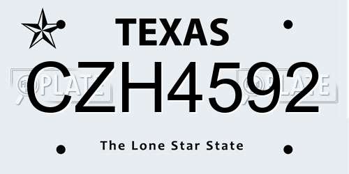 CZH4592 Texas License Plate