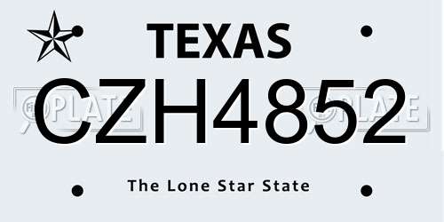 CZH4852 Texas License Plate