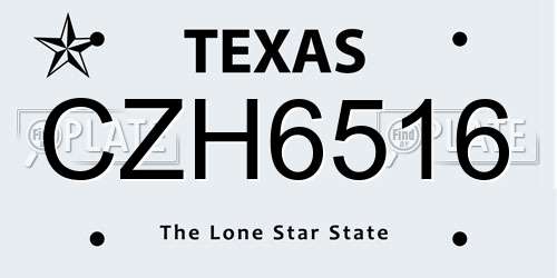 CZH6516 Texas License Plate