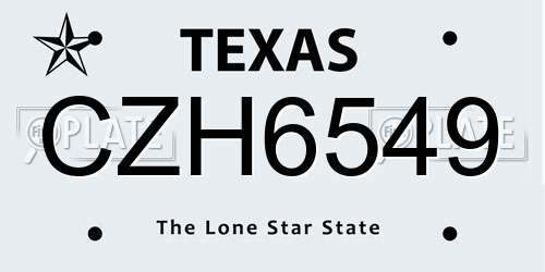 CZH6549 Texas License Plate