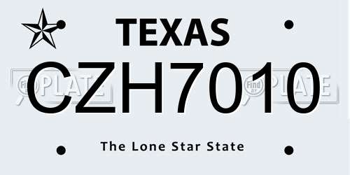 CZH7010 Texas License Plate
