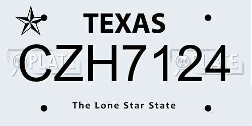 CZH7124 Texas License Plate