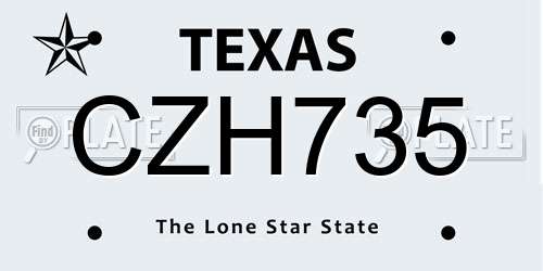 CZH735 Texas License Plate