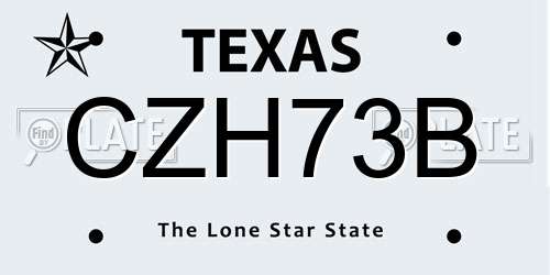 CZH73B Texas License Plate