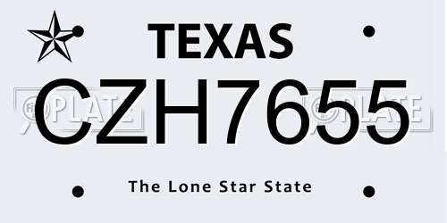 CZH7655 Texas License Plate