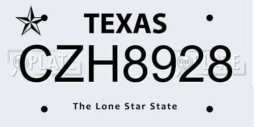 CZH8928 Texas License Plate