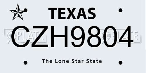 CZH9804 Texas License Plate