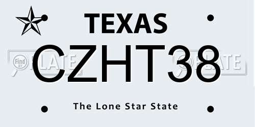 CZHT38 Texas License Plate