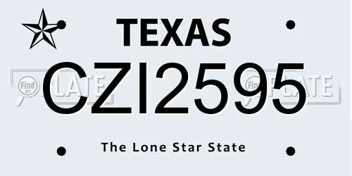 CZI2595 Texas License Plate