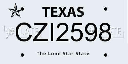 CZI2598 Texas License Plate