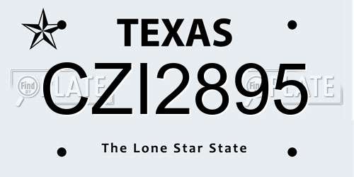 CZI2895 Texas License Plate