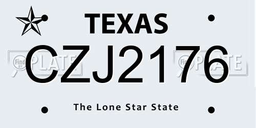 CZJ2176 Texas License Plate